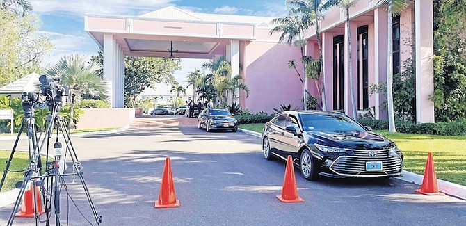 THE CONES placed at the Office of the Prime Minister to prevent the media from accessing the premises.
Photo: Donavan McIntosh/Tribune Staff