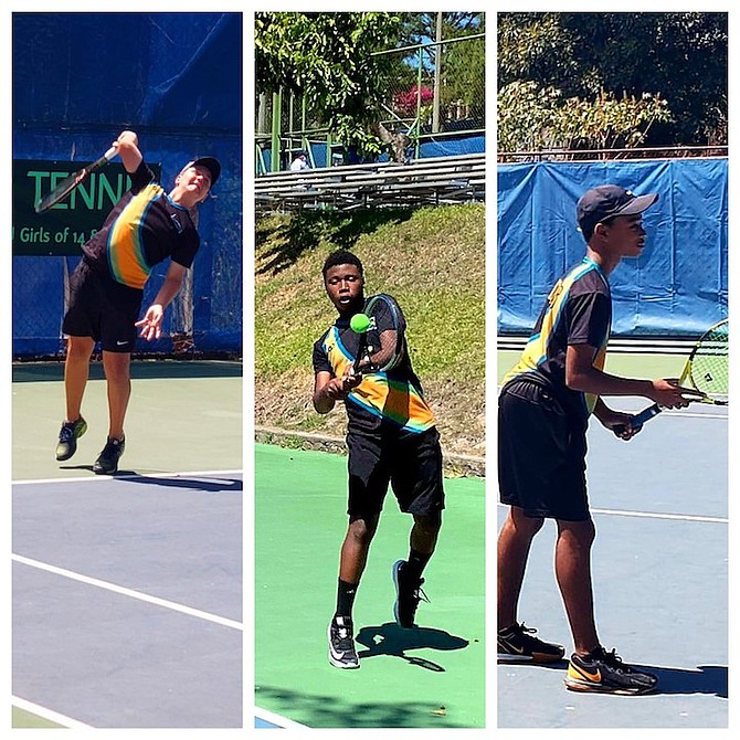 WINNING WAYS - Shown, from left to right, are Team Bahamas’ boys team of Jackson Mactaggaert, William McCartney and Jerald Carroll.