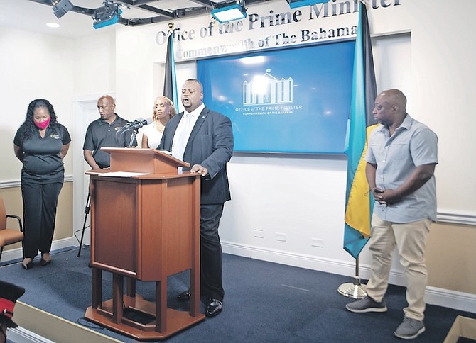 PRESS secretary Clint Watson at the press briefing yesterday.
Photo: Moise Amisial