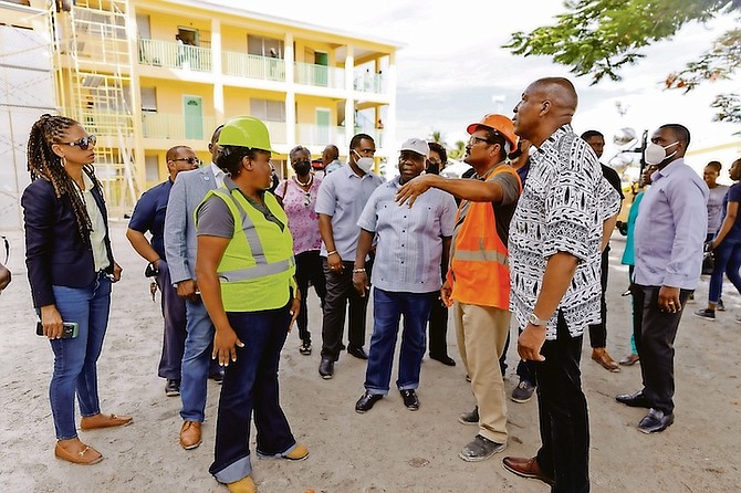 PRIME Minister Philip “Brave” Davis, Education Minister Glenys Hanna Martin and Works Minister Alfred Sears toured schools around the capital yesterday before students return to the classroom. Photo: Austin Fernander