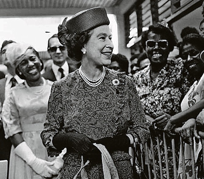 QUEEN Elizabeth pictured in February 1966 during her visit to the Straw Market in Downtown Nassau, in this photograph posted to social media by the Bahamas Historical Society.