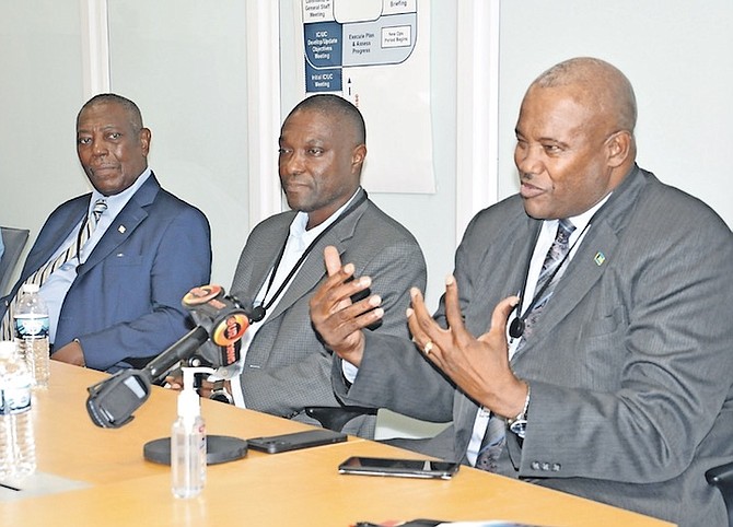 ENVIRONMENT and Natural Resources Minister Vaughn Miller during his visit to Equinor yesterday.
Photo: Vandyke Hepburn