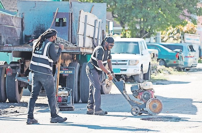 CREWS at work repairing a pothole. File Photo: Austin Fernander
