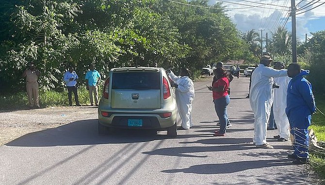 The scene on Palm Breeze Drive on Friday afternoon.