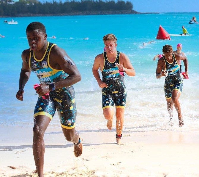 Ayden Bain, Enea Gervasini and Lenin Hamilton can be seen in transit out of the water.