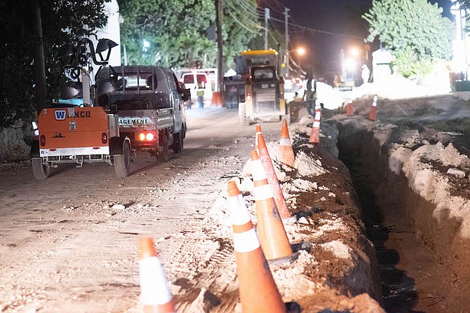 BAHAMAS National Trust Executive Director Eric Carey said yesterday the organisation is “not worried” about the ongoing roadworks on Village Road (pictured here from last night) despite its Jollification festival set for this weekend. Photo: Moise Amisial