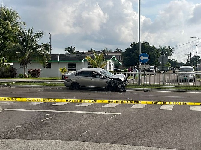 The scene of the crash on Saturday morning. Photo: Leandra Rolle/Tribune staff