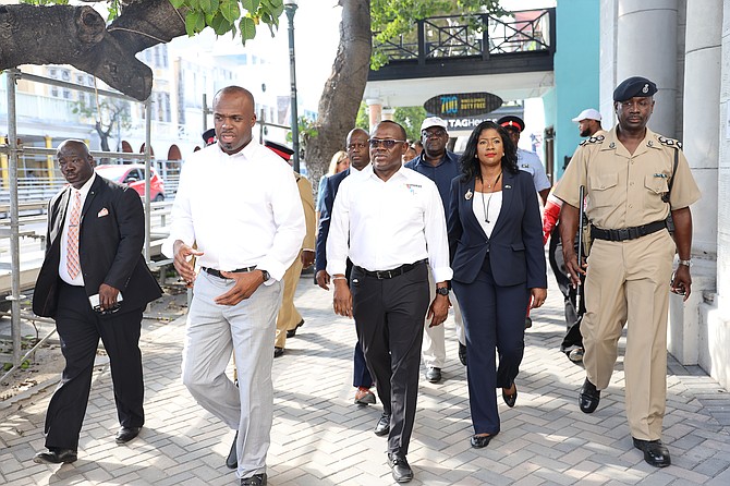 Deputy Prime Minister Chester Cooper during a walkabout in Downtown.