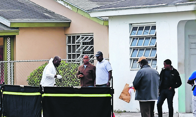 THE SCENE of the murder in Flamingo Gardens yesterday.
Photo: Austin Fernander