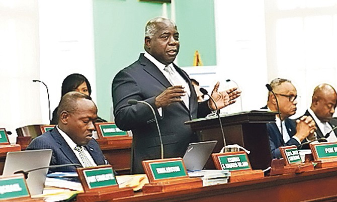Prime Minister Philip ‘Brave’ Davis speaking in Parliament.
Photo: Moise Amisial