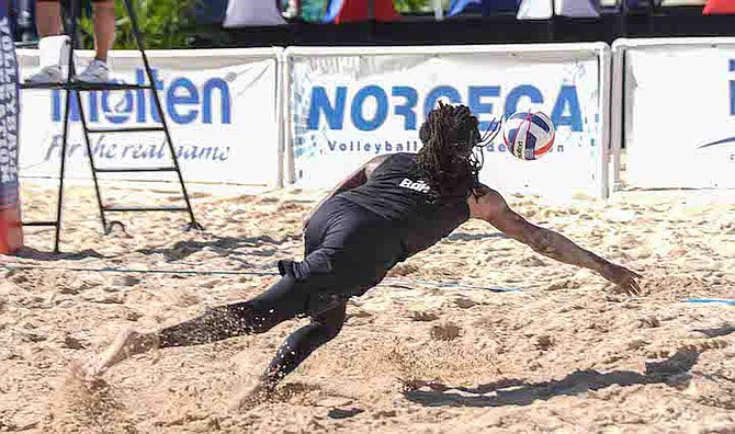 JON Issacs in action for the men’s national beach soccer team.