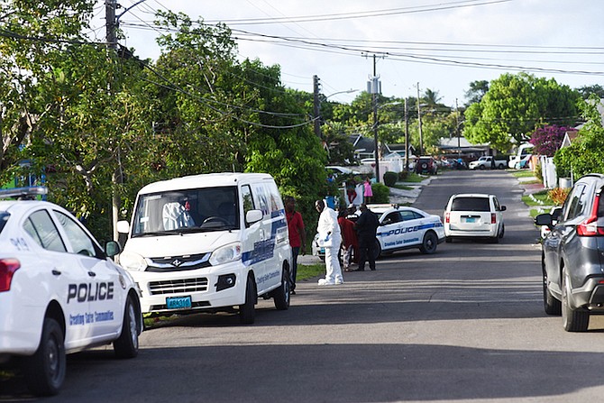 Police at the scene on Sunday. Photo: Moise Amisial