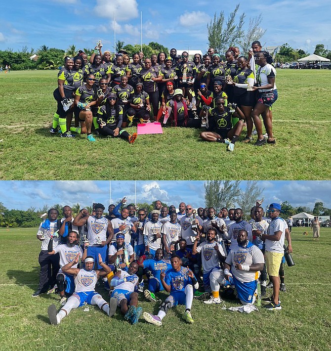 BRAGGING RIGHTS: The Caro Contractors Lady Avengers and EDLC Lions are this year’s Bahamas Flag Football League champions.

Photos: Tenajh Sweeting