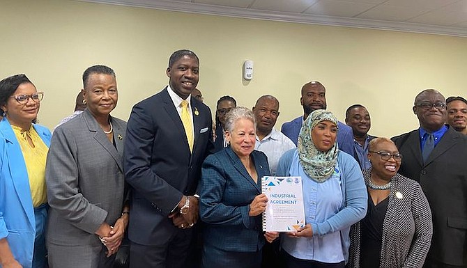 The scene on Friday after the agreement was signed.