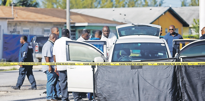 A 26-year-old man was found in the back seat of a car ‘with gunshot injuries to the body’ yesterday at Blackstone Close and Baillou Hill road.
Photo: Austin Fernander
