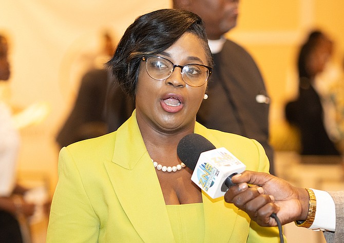 TRANSPORT and Housing Minister JoBeth Coleby Davis said officials would meet the Hope Town
District Council this week to discuss the increase in boat registration fees, which they called outrageous.
Photo: Moise Amisial