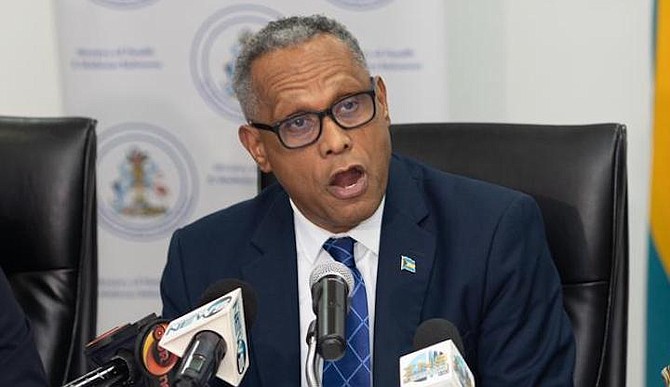 HEALTH and Wellness Minister Dr Michael Darville said three people have been hospitalised, as officials report 16 cases in New Providence and one in Abaco.
Photo: Moise Amisial