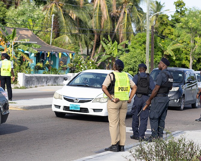 AN island-wide series of roadblocks were held yesterday as police conducted traffic stops and aimed
to curb crime. Photos: Moise Amisial