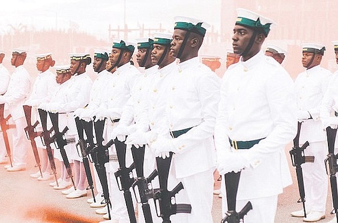 RBDF officers standing at attention during a Jubilee celebration passing out ceremony earlier this
year.