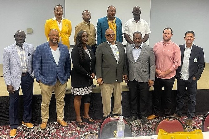 Elected BOC officers, from left in front row, are Bishop Joseph Smith, Dorian Roach, Oria Wood-Knowles, Romell Knowles, D’Arcy Rahming, Adam Waterhouse and Robert Butler. In back row, from left, are Cora Hepburn, Clarence Rolle, Derron Donaldson and Roy Colebrook.