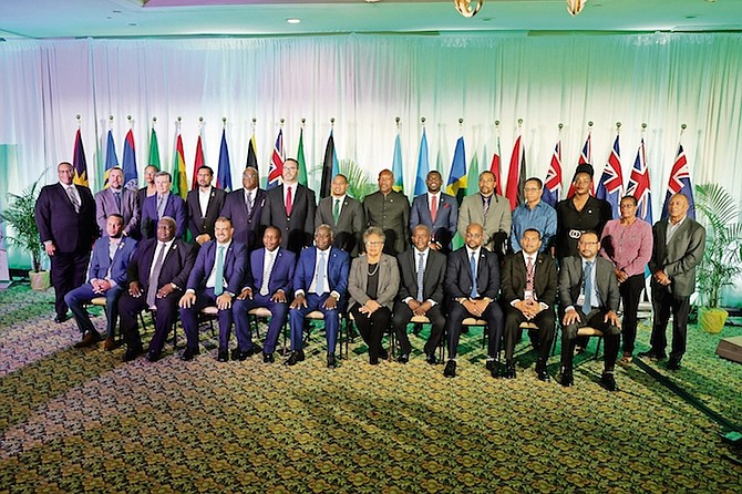 GROUP photo of delegates during the opening ceremony of Caribbean Week of Agriculture at Breezes
Resort yesterday.
Photos: Dante Carrer