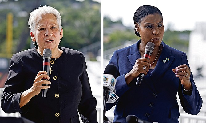 Education Minister Glenys Hanna-Martin and Labour and Public Service Minister Pia Glover Rolle at the event. Photos: Moise Amisial