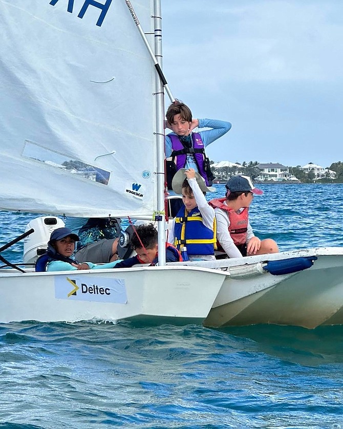 ON THE WATERS: Junior sailors turned in top performances at the 2024 Deltec Youth Regatta in the Optimists, ILCA and Sunfish classes this weekend on Montagu Bay.
Photo: Bahamas Sailing Association