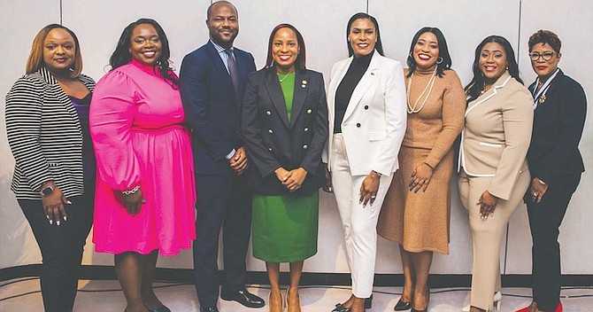 FROM left, at the Bahamas Society for Human Resource Management installation of its executive team are Carla Hamilton - Secretary, Nadia Bain – VP of Public Relations, Howard Thompson – Director of Labour, Lashanta Smith – President, Hon. Pia Glover-Rolle – Minister of Labour and The Public Service, Denise Knowles – President-elect, Tonya Bethel – VP of Programs and Melissa Deveaux - VP of Membership, Justina Dames – Workforce Advocate (not pictured).