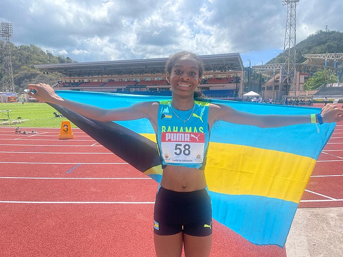 Alexandria Komolafe placed second in the under-17 girls high jump with a leap of 1.71m to take the silver medal