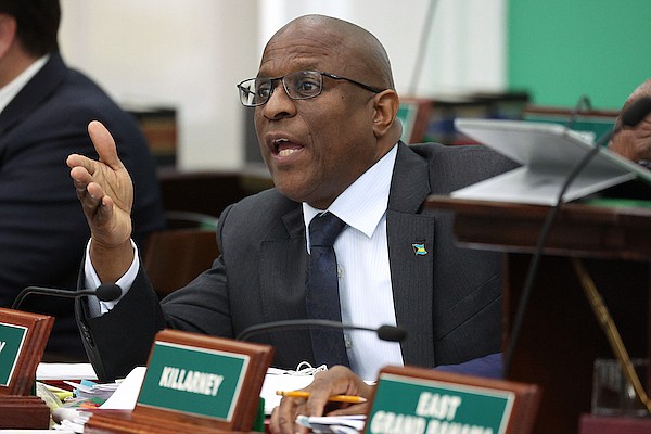 Opposition Leader Michael Pintard during a sitting of the House of Assembly on May 1, 2024. Photo: Dante Carrer/Tribune Staff