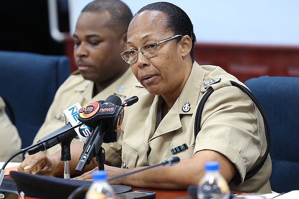 Chief Superintendent Chrislyn Skippings speaks to reporters during a press briefing at Police Headquarters on May 16, 2024. Photo: Dante Carrer/Tribune Staff