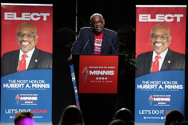 Killarney MP and Former Prime Minister Hubert Minnis speaks during his campaign launch for Free National Movement (FNM) Party Leader at Baha Mar on May 17, 2024. Photo: Dante Carrer/Tribune Staff