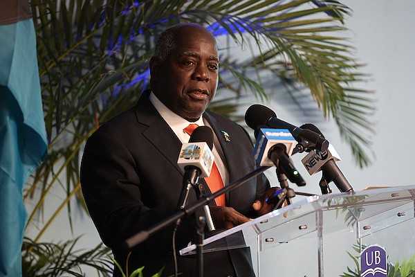 PRIME Minister Philip ‘Brave’ Davis at a graduation ceremony at University of The Bahamas last night. Photo: Dante Carrer/Tribune Staff