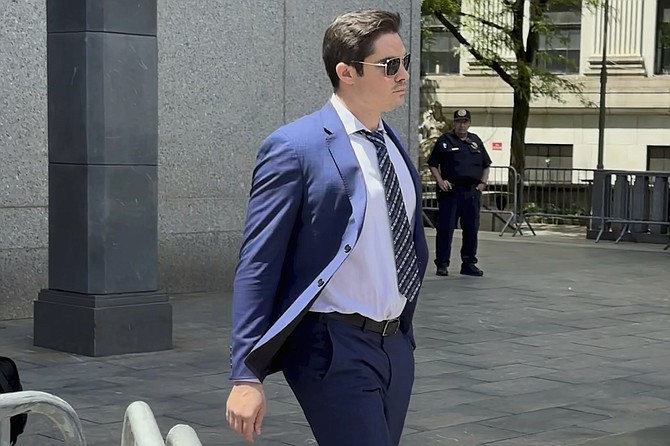 Ryan Salame, 30, leaves Federal Court, in New York, Tuesday, May 28, 2024. (AP Photo/Lawrence Neumeister)