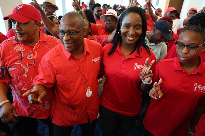 Michael Pintard pictured at the FNM convention before the outcome of the vote that saw him returned as leader of the party. 
Photo: Dante Carrer