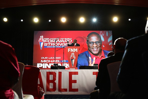 FNM Party Leader Michael Pintard speaks during the 2024 FNM Convention held at Baha Mar on June 1, 2024. Photo: Dante Carrer/Tribune Staff