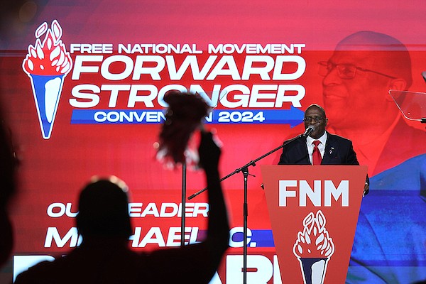 FNM Party Leader Michael Pintard speaks during the 2024 FNM Convention held at Baha Mar on June 1, 2024. Photo: Dante Carrer/Tribune Staff