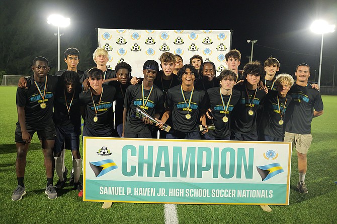 CHAMPIONS: Windsor stunned the Anatol Rodgers Timberwolves, pulling off the 4-2 upset victory over the GSSSA team in penalties at the Roscow A L Davies Soccer Field in the boys’ championship showdown on Friday.