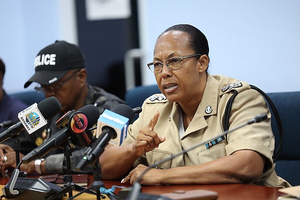 Chief Superintendent Chrislyn Skippings speaks during a press conference about missing persons and the Marco's Alert System at Police Headquarters on June 3, 2024. Photo: Dante Carrer/Tribune Staff