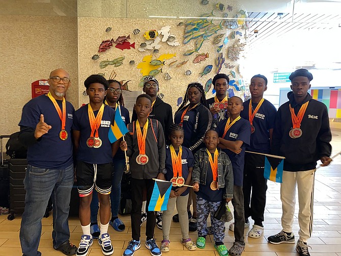 Team Bahamas at the Miami International Shotokan Cup karate tournament hosted by sensei Yasuyoshi Saito, the chief instructor of Japan Karate-do International.