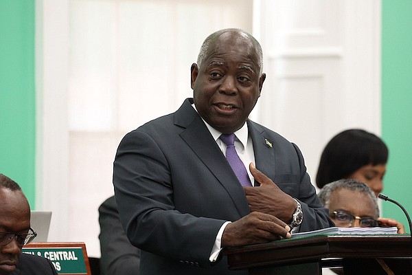 Prime Minister Philip "Brave" Davis during his contribution to the 2024-25 Budget Debate in the House of Assembly on June 5, 2024. Photo: Dante Carrer/Tribune Staff