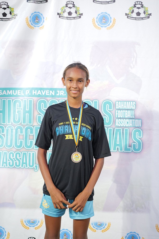 Issa Bournas took home the Most Valuable Player (MVP) and Golden Boot awards at the 2024 Samuel P Haven Jr High School Soccer Nationals.