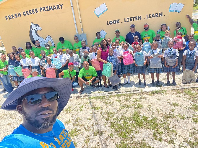 Softball player Oran Davis, top left, planned, organised and executed the Inter-Islands Sports Day for Central Andros in an effort to provide some interest to the people on the island.