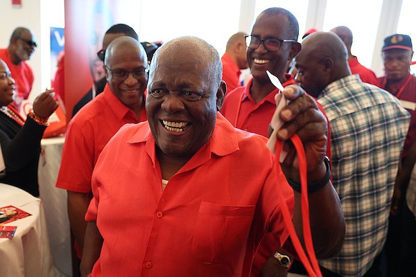 Former Prime Minister Hubert Ingraham as he enters the voting hall during the 2024 FNM Convention held at Baha Mar on June 1, 2024. Photo: Dante Carrer/Tribune Staff