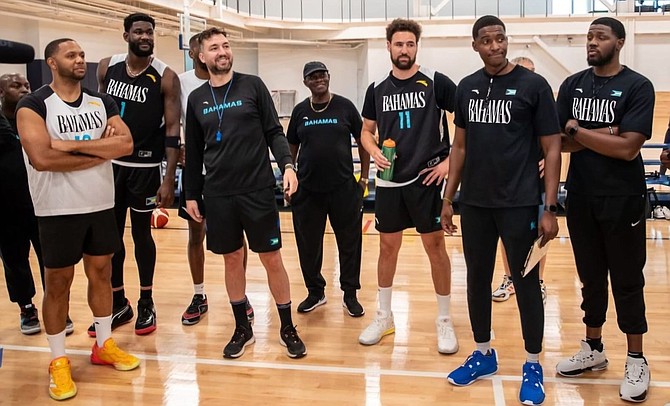 THE Bahamas senior men’s national basketball team landed in Houston, Texas, on Monday evening and have since started their training camp in preparation for this month’s Acropolis Tournament in Greece and the 2024 FiBA Olympic Qualifying Tournament set for July 2-7 in Valencia, Spain. Photo credit::: 10YS/John-Marc Nutt