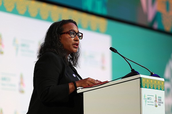 International Trace Centre (ITC) Executive Director Pamela Coke-Hamilton speaks during the Afreximbank’s 31st Annual Meeting at Baha Mar on June 12, 2024. Photo: Dante Carrer/Tribune Staff