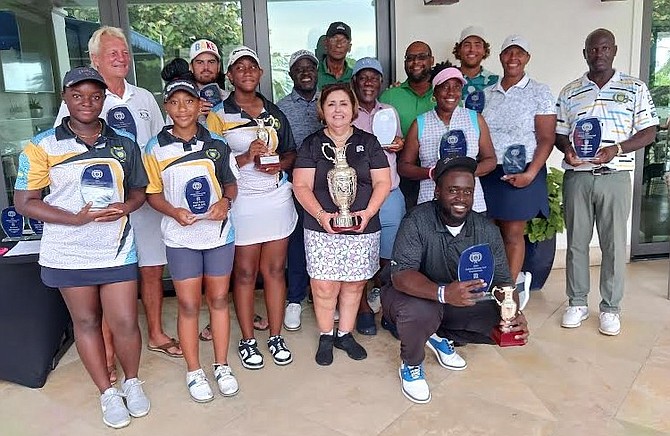 NATIONAL amateur winners pose with their awards.