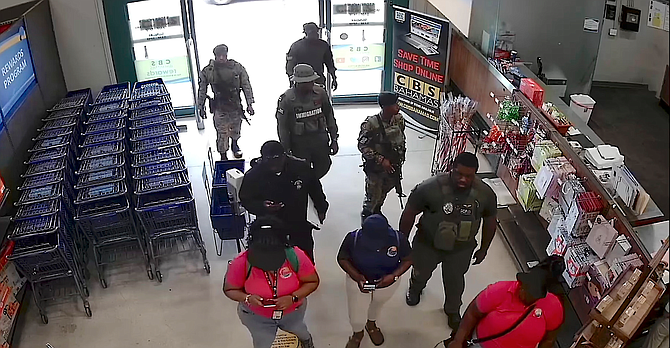 ACCORDING to CBS employees, a group of 10 gov’t agents (some heavily armed) conducted a surprise inspection at the business on Monday. The group claimed to be apart of the ‘Revenue Enhancement Taskforce’. Photo: SCREENSHOT OF SECURITY CAMERA FOOTAGE