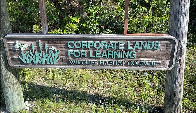 The sign for the Corporate Lands for Learning, which has now been chopped down.