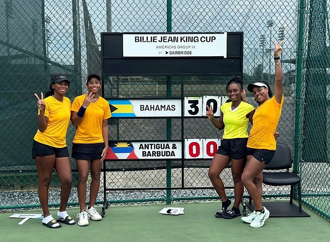 The Bahamas Billie Jean King Cup (BJKC) team of Sydney Clarke, Danielle Thompson, Simone Pratt and newcomer Tatyana Madu got a 3-0 victory in the opening match of the BJKC Americas Group III against Antigua and Barbuda.